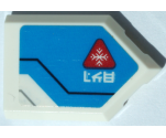 Tile, Modified 2 x 3 Pentagonal with Dark Azure Panel, Red Triangle with Snowflake, Black and Light Bluish Gray Lines and Ninjago Logogram 'Ice' Pattern Model Right Side (Sticker) - Set 70673