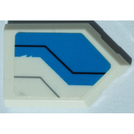 Tile, Modified 2 x 3 Pentagonal with Dark Azure Panel, Black and Light Bluish Gray Lines Pattern Model Left Side (Sticker) - Set 70673