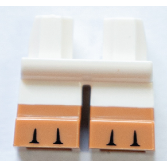 Legs Short with Molded Medium Nougat Feet and Half Leg and Printed Black Gaps Between 6 Toes Pattern
