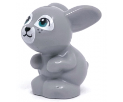 Bunny / Rabbit, Friends, Sitting with Dark Turquoise Eyes, Black Nose and Mouth and White Muzzle Pattern
