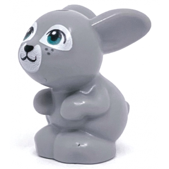 Bunny / Rabbit, Friends, Sitting with Dark Turquoise Eyes, Black Nose and Mouth and White Muzzle Pattern