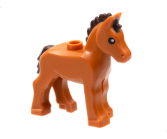 Horse, Foal with 1 Stud on Back, Dark Brown Mane and Tail, Black Eyes with Glints Pattern
