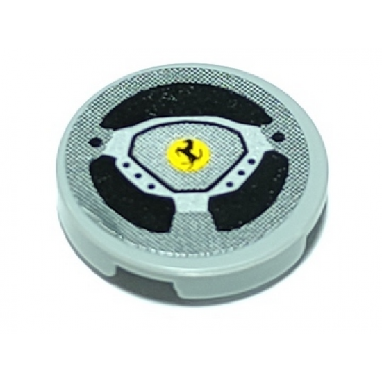Tile, Round 2 x 2 with Steering Wheel with Ferrari Logo Pattern (Sticker) - Set 8156