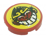 Tile, Round 2 x 2 with Bottom Stud Holder with Monkey Head on Yellow Background Pattern (Sticker) - Set 80008