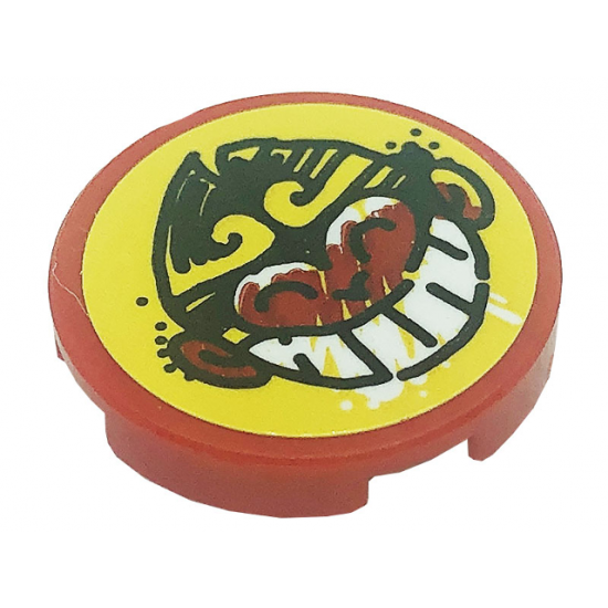 Tile, Round 2 x 2 with Bottom Stud Holder with Monkey Head on Yellow Background Pattern (Sticker) - Set 80008
