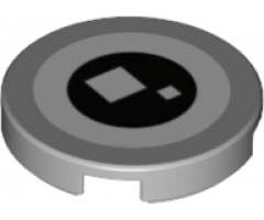 Tile, Round 2 x 2 with Bottom Stud Holder with White Eye and Black Pupil with 2 White Squares Pattern (BrickHeadz Minion Eye)