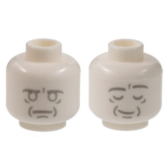 Minifigure, Head Dual Sided Alien, Light Bluish Gray Face Outlines and Contours, Neutral / Asleep Pattern - Hollow Stud (Beethoven Bust)
