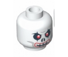 Minifigure, Head Skull Evil with Red Eyes and Red Lips Pattern - Hollow Stud