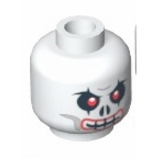 Minifigure, Head Skull Evil with Red Eyes and Red Lips Pattern - Hollow Stud