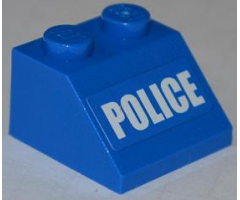 Slope 45 2 X 2 with White 'POLICE' Bold Narrow Font on Blue Background Pattern (Sticker) - Set 4205