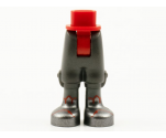 Mini Doll Hips and Pearl Dark Gray Trousers Cropped with Dark Bluish Gray Socks, Silver Shoes with Red Trim Pattern - Thick Hinge