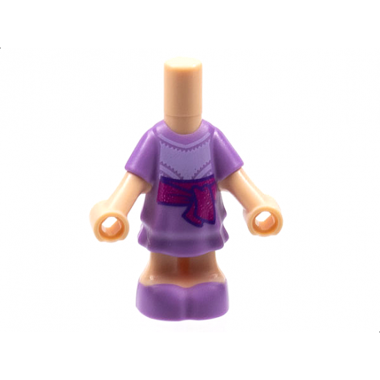 Micro Doll, Body with Medium Lavender Dress and Shoes, Magenta Sash Pattern (Luisa)