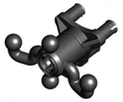 Technic, Steering Arm with 4 Tow Balls with Black Wheel Hub 3 Pin Triangular (32495 / 32496)