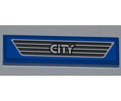 Tile 1 x 4 with 'CITY' on Dark Gray Car Grille Pattern (Sticker) - Set 4440