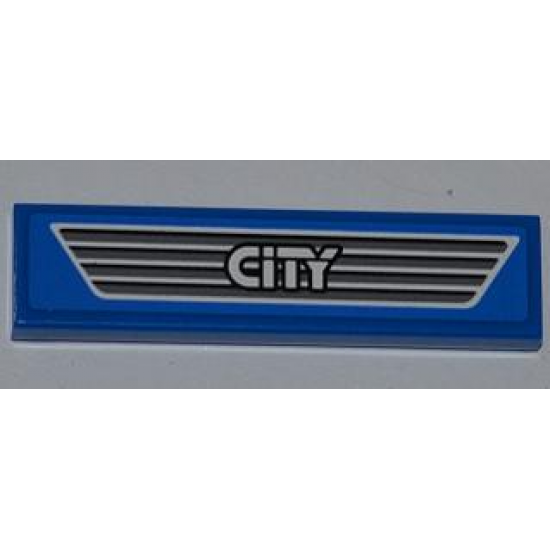 Tile 1 x 4 with 'CITY' on Dark Gray Car Grille Pattern (Sticker) - Set 4440