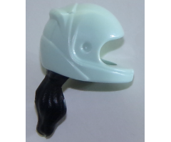 Mini Doll, Hair Combo, Hat with Hair, Racing Helmet with Molded Flexible Rubber Black Hair Ponytail Pattern