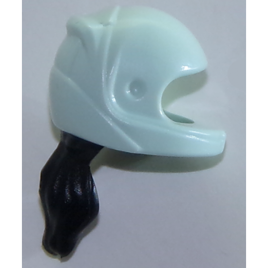 Mini Doll, Hair Combo, Hat with Hair, Racing Helmet with Molded Flexible Rubber Black Hair Ponytail Pattern
