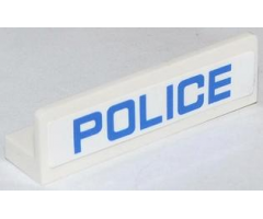 Panel 1 x 4 x 1 with Blue 'POLICE' Thin Narrow Font on White Background Pattern (Sticker) - Set 60042