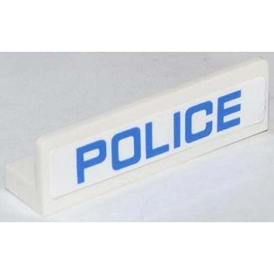 Panel 1 x 4 x 1 with Blue 'POLICE' Thin Narrow Font on White Background Pattern (Sticker) - Set 60042