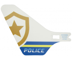 Plastic Tail for Flying Helicopter with 'POLICE' and Partial Police Gold Star Badge Logo Pattern on Both Sides