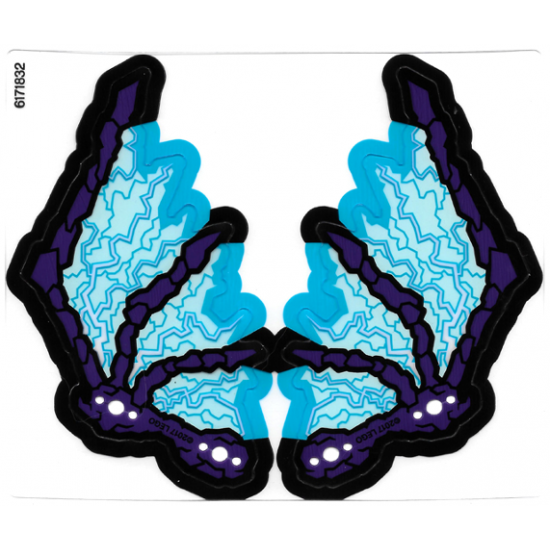 Plastic Wings with Dark Purple Bony Spines and Light Aqua Electric Veins Pattern, Sheet of 2