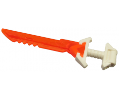 Minifigure, Weapon Sword with Wide Pommel and Molded Trans-Neon Orange Serrated Blade Pattern (Ninjago Key-Tana)