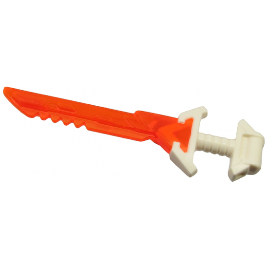Minifigure, Weapon Sword with Wide Pommel and Molded Trans-Neon Orange Serrated Blade Pattern (Ninjago Key-Tana)