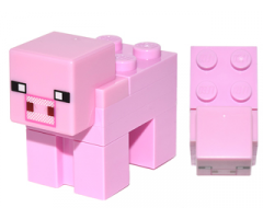 Minecraft Pig with 2 x 2 Plate (White Snout) - Brick Built