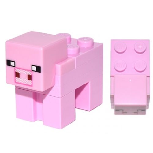Minecraft Pig with 2 x 2 Plate (White Snout) - Brick Built