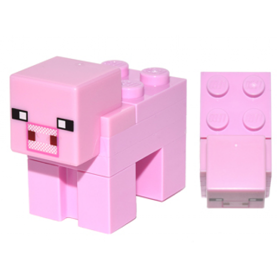 Minecraft Pig with 2 x 2 Plate (White Snout) - Brick Built