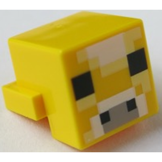 Creature Head Pixelated with Light Bluish Gray, White, Bright Light Yellow and Black Face Pattern (Minecraft Moobloom)