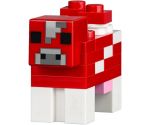 Minecraft Cow, Mooshroom (Dark Bluish Gray Pixel Between Eyes) - Brick Built