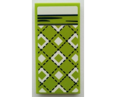 Tile 2 x 4 with Blanket with Black Stitching and White Diamonds, Bedsheet Pattern (Sticker) - Set 41395