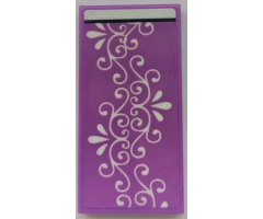 Tile 2 x 4 with Blanket with White Filigree, Bedsheet Pattern (Sticker) - Set 41395