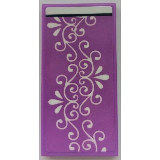 Tile 2 x 4 with Blanket with White Filigree, Bedsheet Pattern (Sticker) - Set 41395