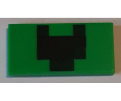 Tile 2 x 4 with Black and Dark Green Squares Pattern (Creeper Mouth)