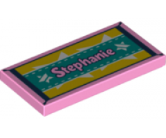 Tile 2 x 4 with 'Stephanie' and Beach Towel Pattern