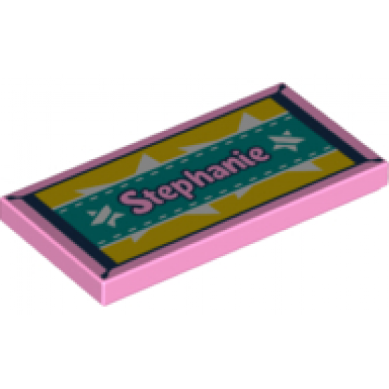 Tile 2 x 4 with 'Stephanie' and Beach Towel Pattern