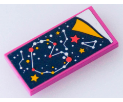Tile 2 x 4 with Blanket with Constellation, Dots and Stars, White Bedsheet Pattern (Sticker) - Set 41381