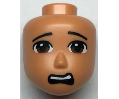 Mini Doll, Head Friends Male Large with Reddish Brown Eyes, Black Eyebrows and Scared Open Mouth Pattern
