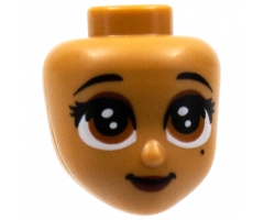 Mini Doll, Head Friends with Black Eyebrows, Reddish Brown Eyes, Beauty Mark, Dark Red Lips Pattern (Isabela)