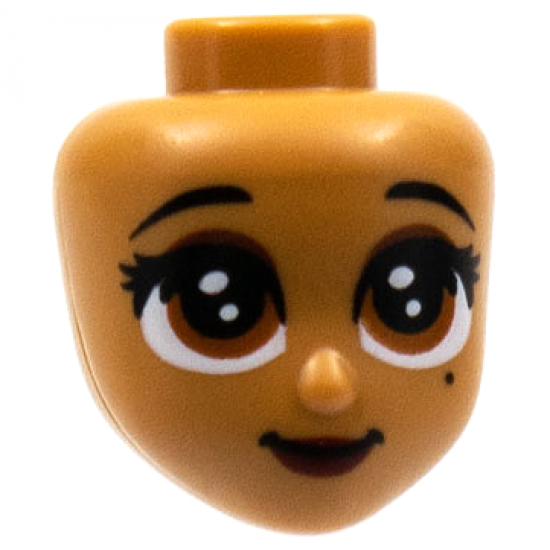 Mini Doll, Head Friends with Black Eyebrows, Reddish Brown Eyes, Beauty Mark, Dark Red Lips Pattern (Isabela)