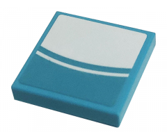 Tile 2 x 2 with White Line and Curved Rectangle on Medium Azure Background Pattern (Sticker) - Set 41443