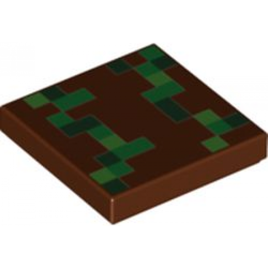 Tile 2 x 2 with Bright Green, Green and Dark Green Minecraft Pixelated Pattern