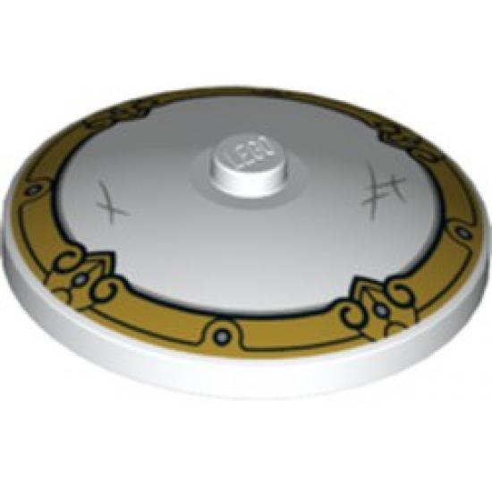 Dish 4 x 4 Inverted (Radar) with Solid Stud with Light Bluish Gray Scratches and Gold Decorative Border Pattern