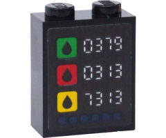 Brick 1 x 2 x 2 with Inside Stud Holder with '0379', '0313' and '7313' Gas / Fuel Prices and Green, Red and Yellow Symbols Pattern (Sticker) - Set 60257