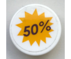 Road Sign 2 x 2 Round with Clip with '50%' on Bright Light Orange Starburst Pattern (Sticker) - Set 41345