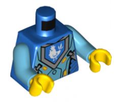 Torso Nexo Knights Armor with Orange and Gold Circuitry and Blue Emblem with White Chicken Pattern / Medium Azure Arms / Yellow Hands