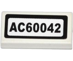 Tile 1 x 2 with 'AC60042' Pattern (Sticker) - Set 60042