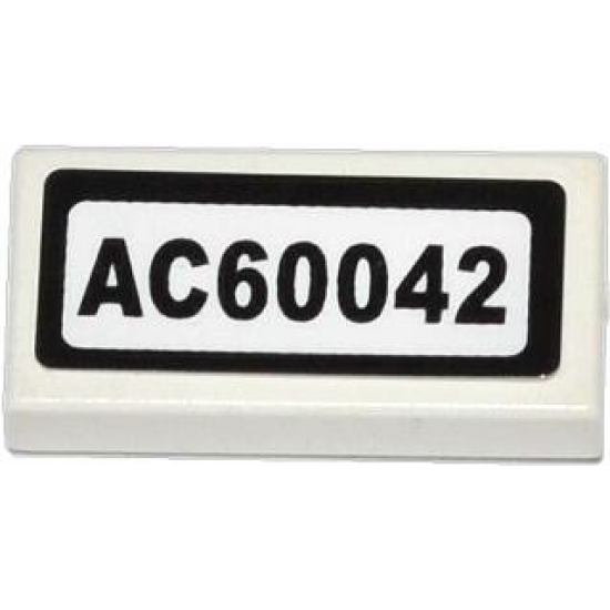 Tile 1 x 2 with 'AC60042' Pattern (Sticker) - Set 60042